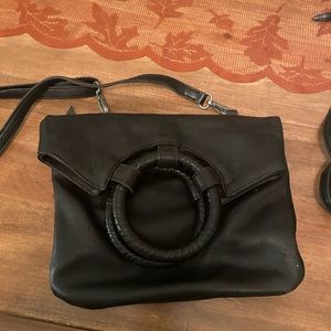 Black fold over crossbody